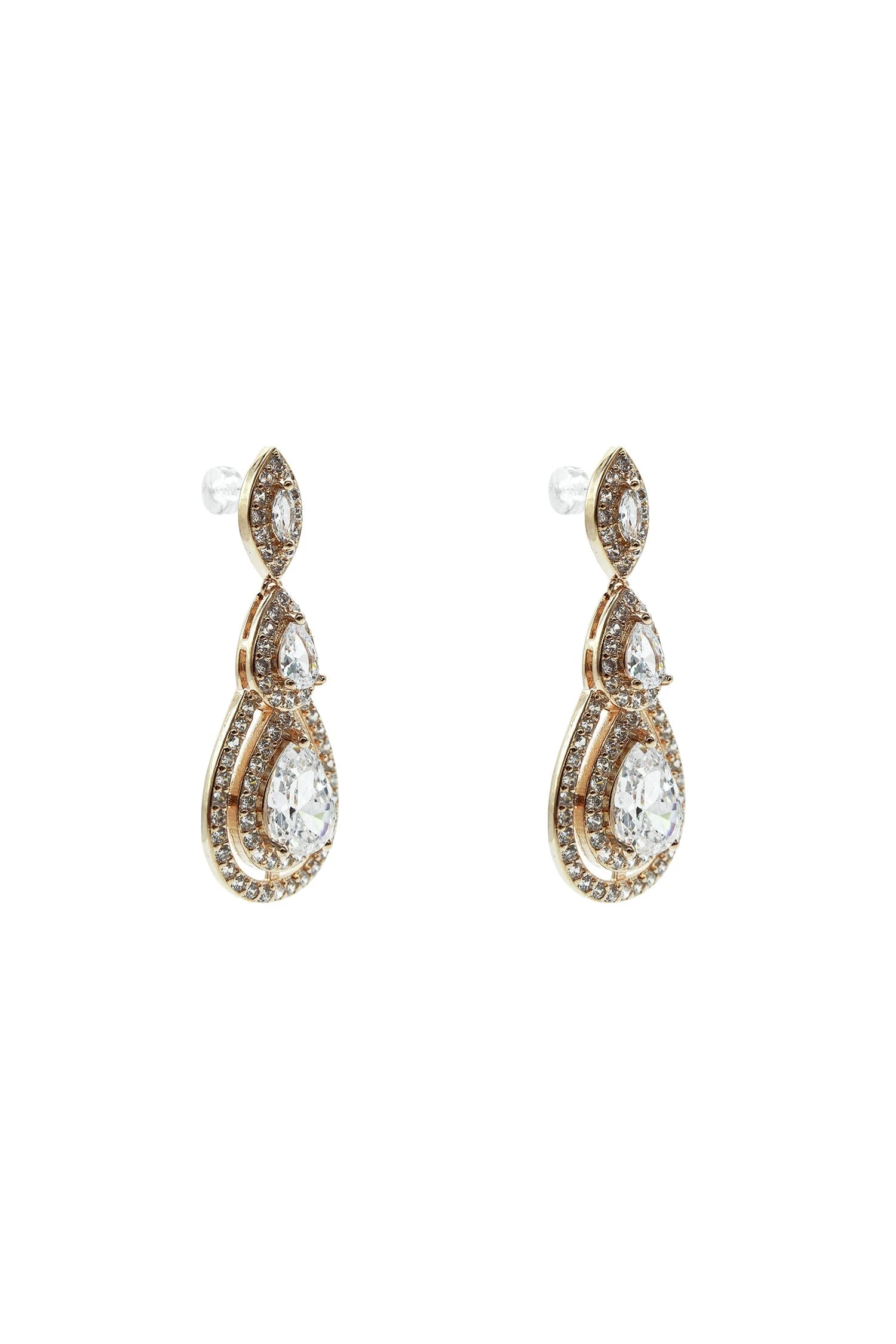 Elaine Gold Embellished Drop Earrings - Image 2
