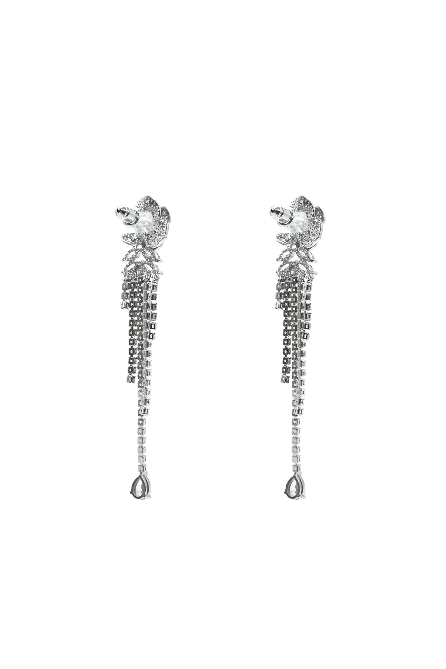 Katia Silver Flower Drop Earrings - Image 2