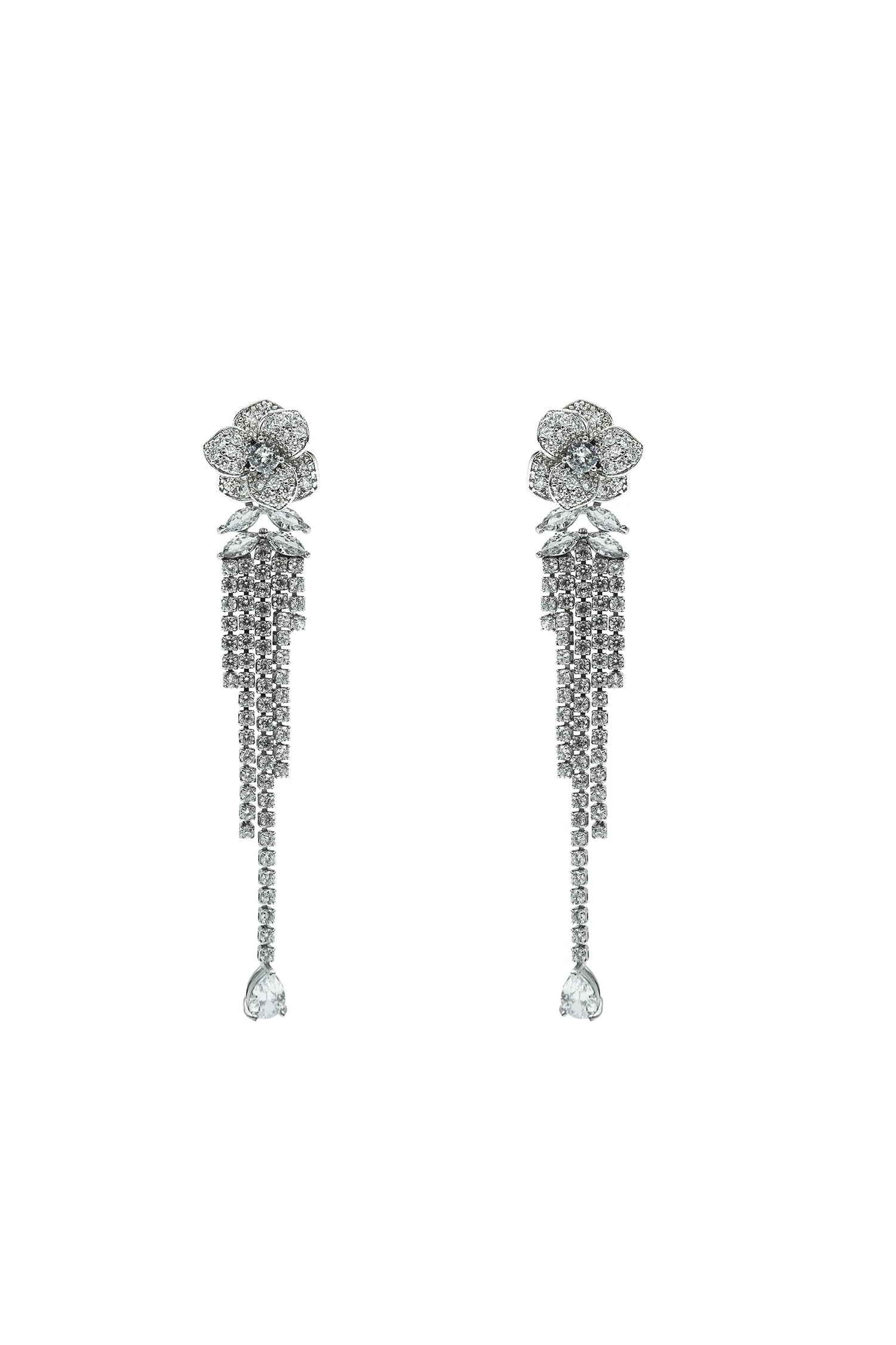 Katia Silver Flower Drop Earrings