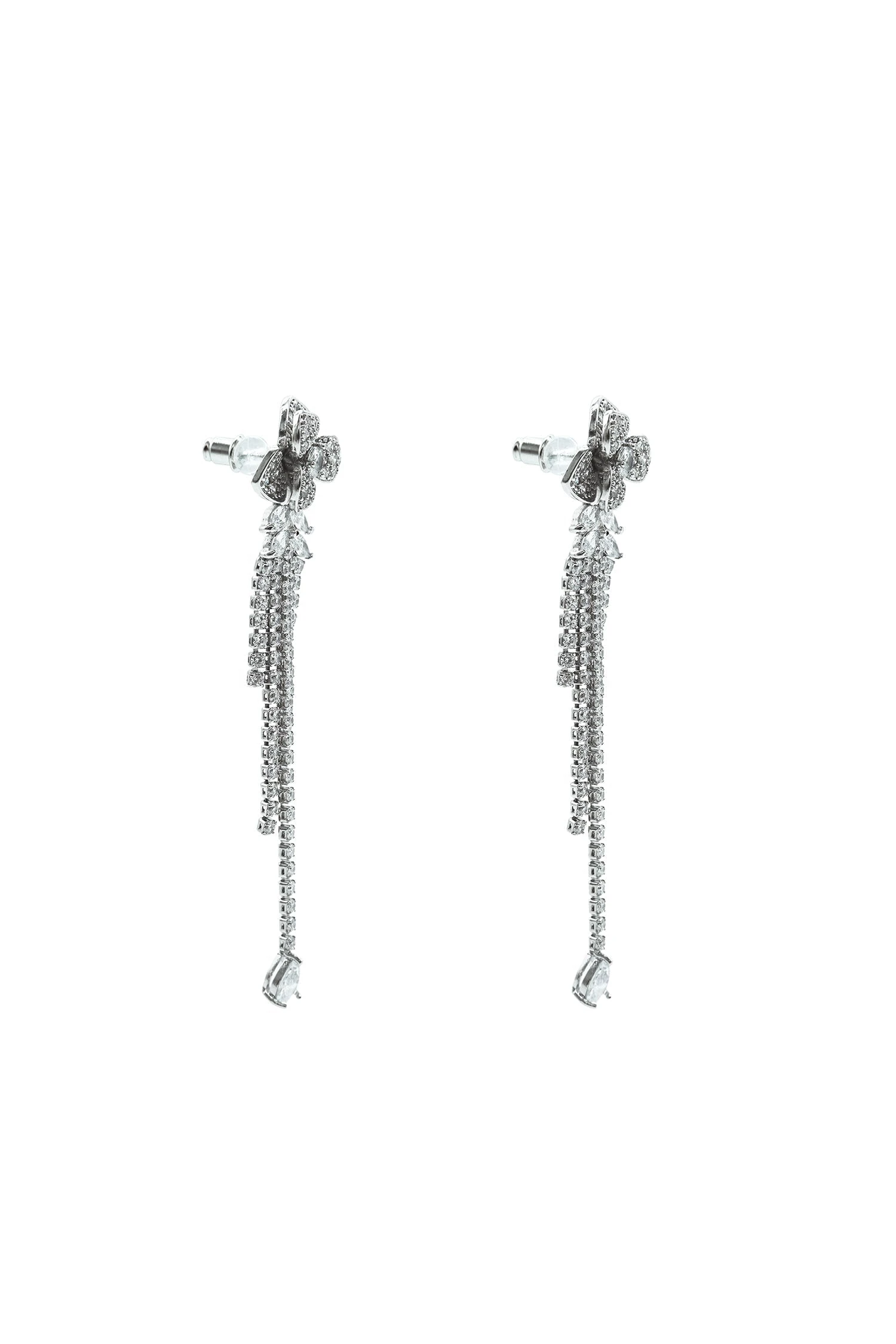 Katia Silver Flower Drop Earrings - Image 3
