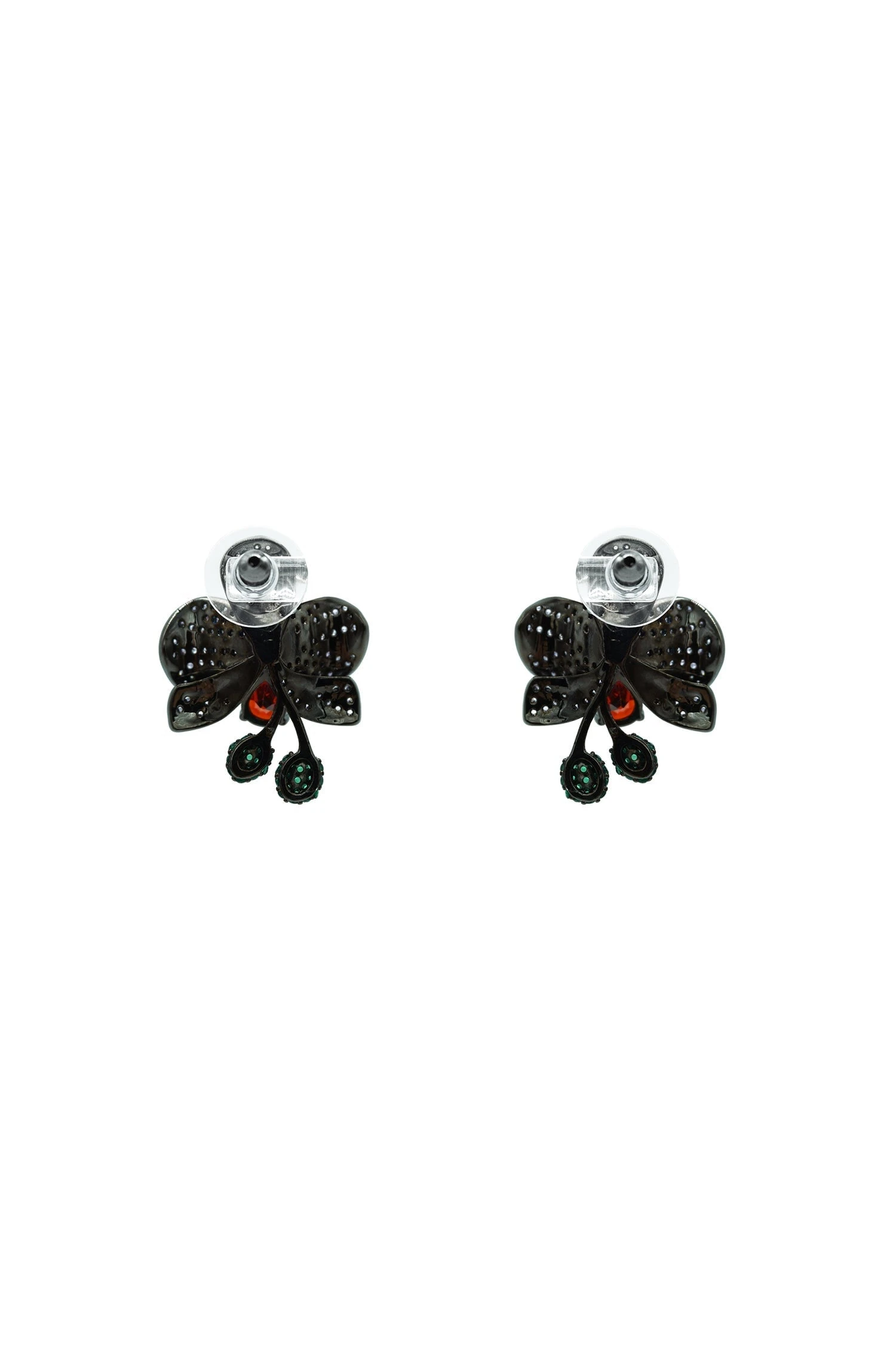 Amandine Black Floral Studs - Image 3