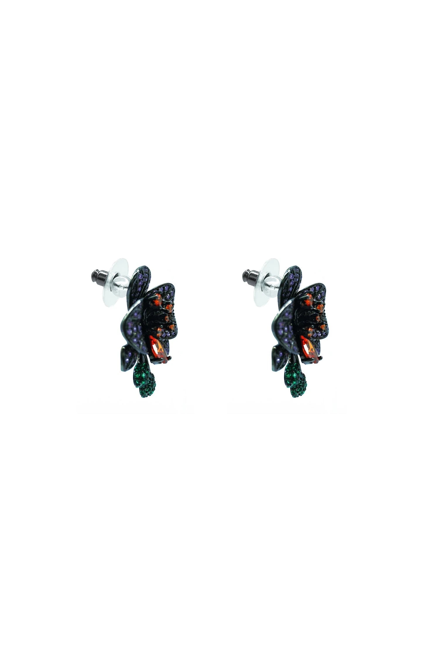 Amandine Black Floral Studs - Image 2