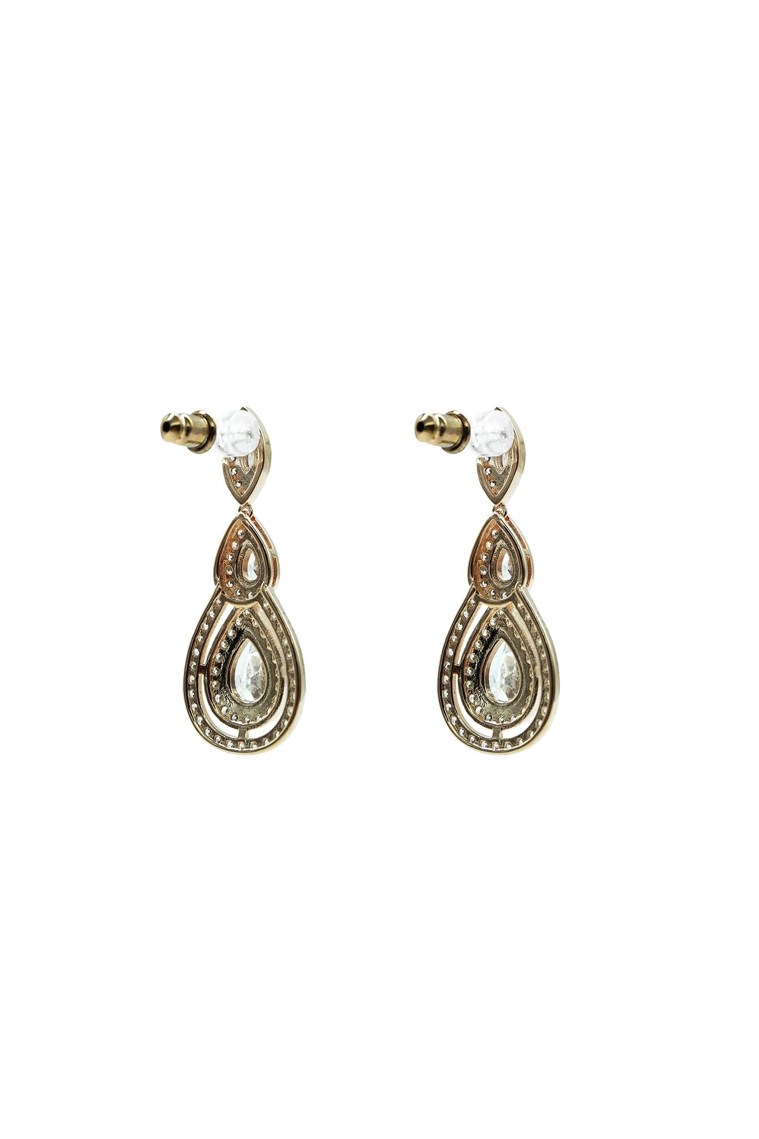 Elaine Gold Embellished Drop Earrings - Image 3