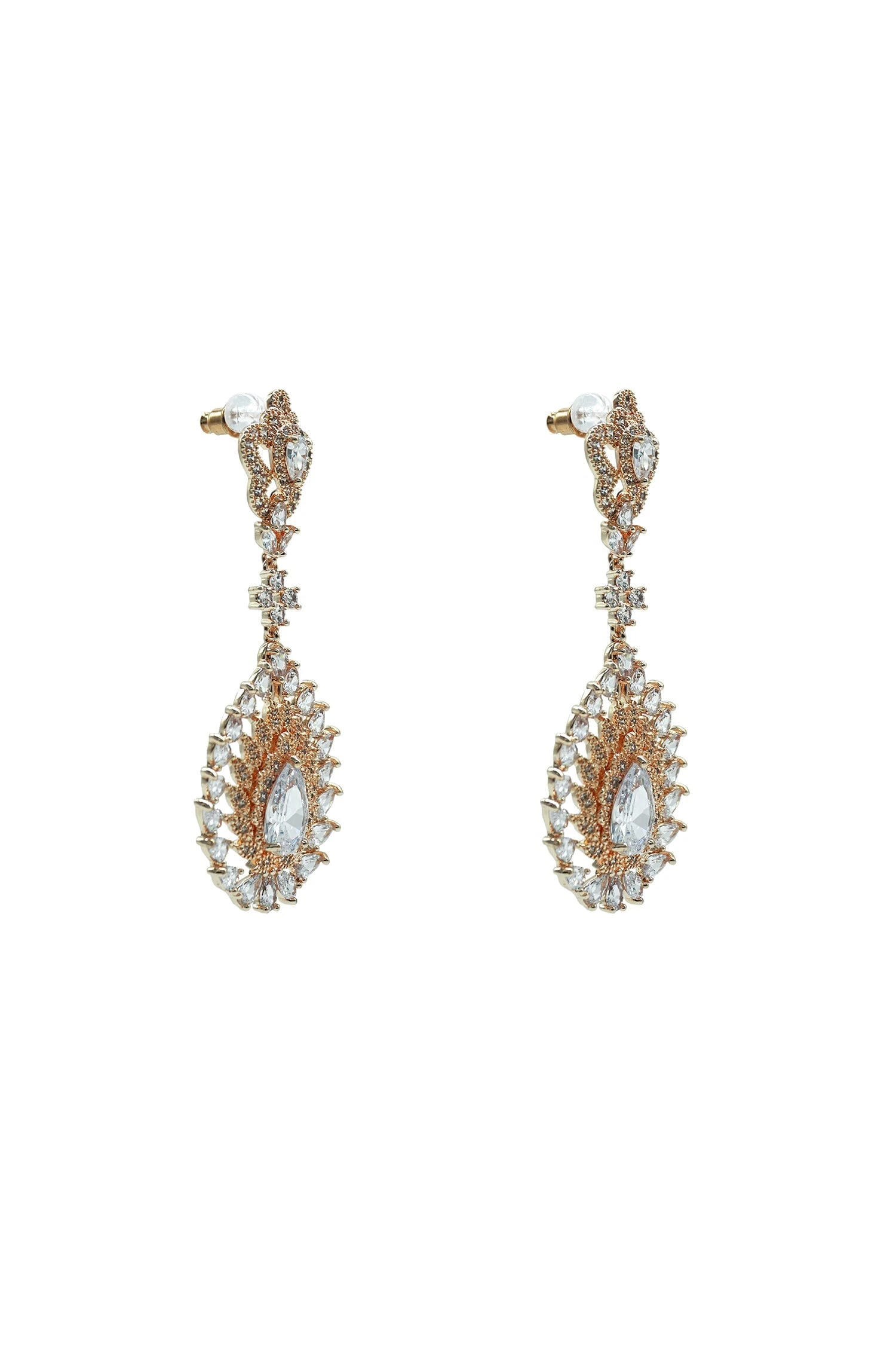 Zoe Rose Gold Embellished Earrings - Image 2