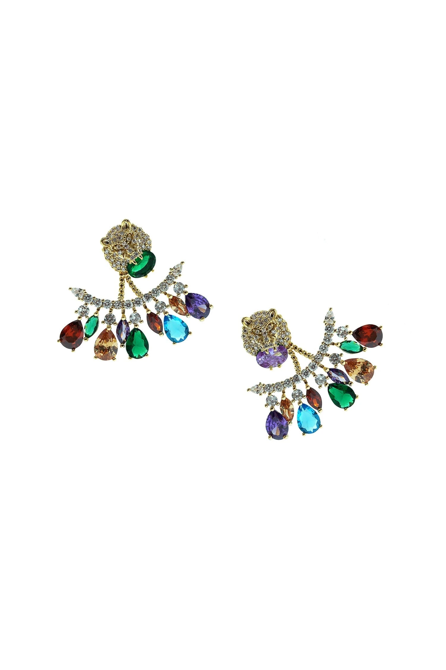 Maeve Multicoloured Lion Statement Earrings - Image 3
