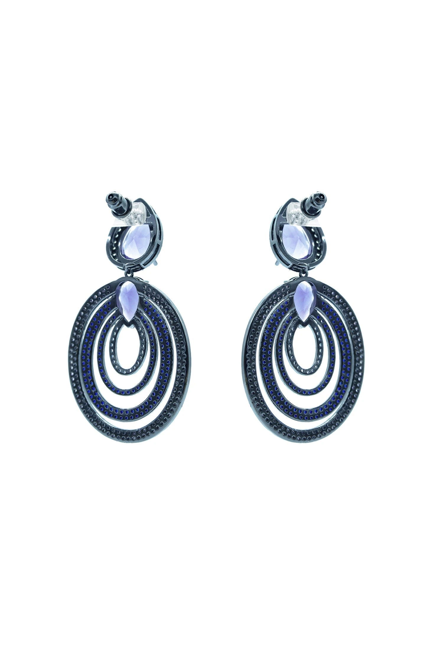 Jamila Purple Oval Earrings - Image 3