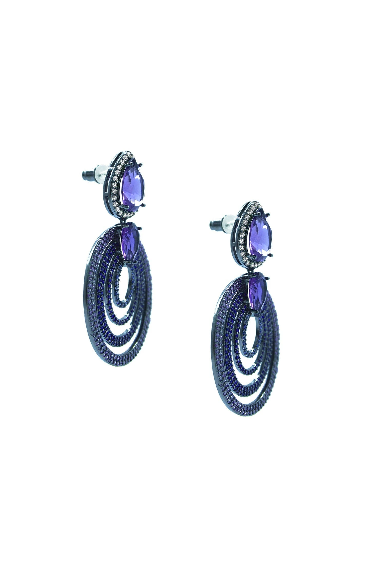 Jamila Purple Oval Earrings - Image 2